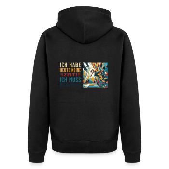 Keine Zeit - Ich muss bouldern! Frau geht klettern - Unisex Premium Bio Zip Hoodie - Schwarz - Hinten - Nico (187cm)