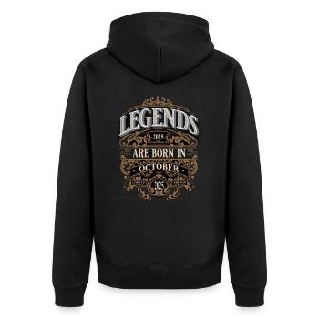 2025 Octobre Né Anniversaire Année de naissance - Veste à capuche bio Premium Unisexe - noir - Dos - Nico (187cm)