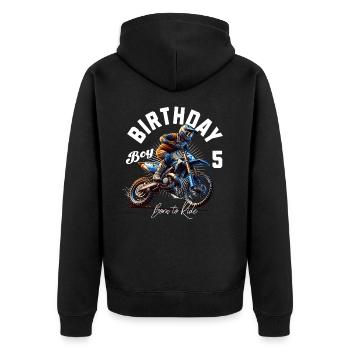 5e anniversaire de motocross - Veste à capuche bio Premium Unisexe - noir - Dos - Nico (187cm)