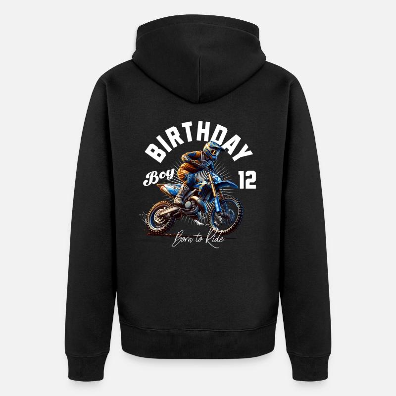 12e anniversaire de motocross - Veste à capuche bio Premium Unisexe - noir