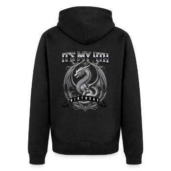 Dragon 4ème anniversaire Dragon - Veste à capuche bio Premium Unisexe - noir - Dos - Nico (187cm)