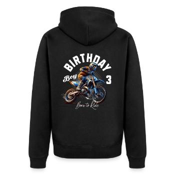 3e anniversaire de motocross - Veste à capuche bio Premium Unisexe - noir - Dos - Nico (187cm)