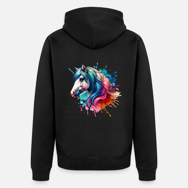 Pferd - Unisex Premium Bio Zip Hoodie - Schwarz