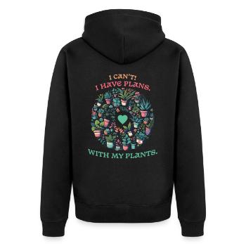 Amoureux des plantes - J’ai des projets avec des plantes - Veste à capuche bio Premium Unisexe - noir - Dos - Nico (187cm)