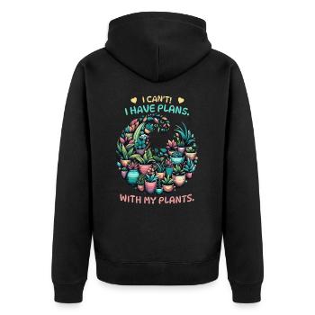 Jardiniers et amoureux des plantes avec des plantes de balcon - Veste à capuche bio Premium Unisexe - noir - Dos - Nico (187cm)