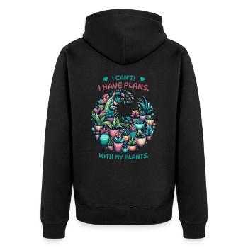 Gärtner Pflanzenfreunde und Balkonpflanzen Fans - Unisex Premium Bio Zip Hoodie - Schwarz - Hinten - Nico (187cm)