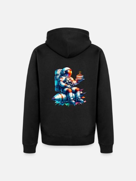 Astronaut Birthday - Unisex Premium Organic Zip Hoodie - black