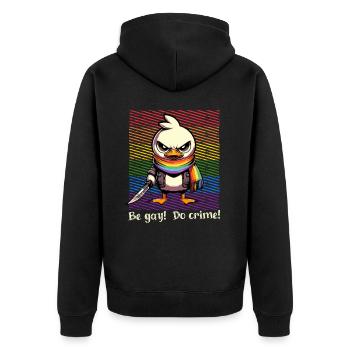 Be Gay Do Crime LGBTQ Pride Month - Unisex Premium Bio Zip Hoodie - Schwarz - Hinten - Nico (187cm)