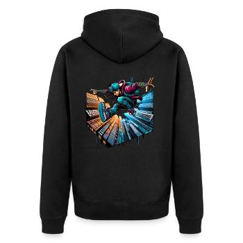 Parkour - Unisex Premium Bio Zip Hoodie - Schwarz - Hinten - Nico (187cm)