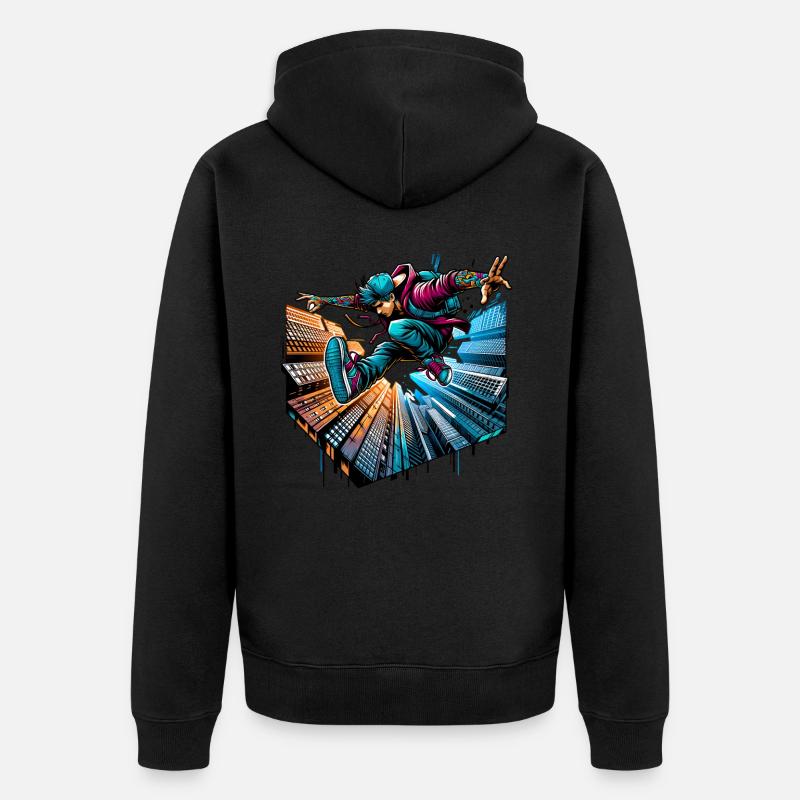 Parkour - Unisex Premium Bio Zip Hoodie - Schwarz