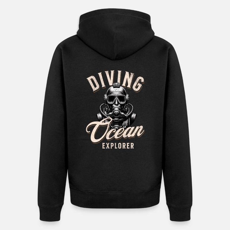 Taucher Ocean Explorer - Unisex Premium Bio Zip Hoodie - Schwarz