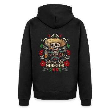 Dia De Los Muertos Totenkopf Totenschädel Tequilla - Unisex Premium Bio Zip Hoodie - Schwarz - Hinten - Nico (187cm)