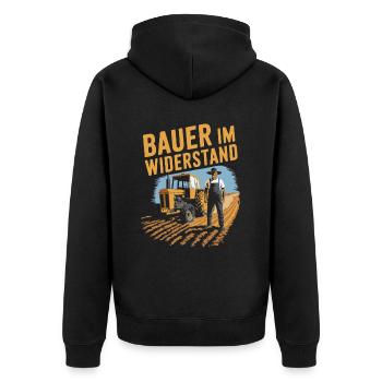 Bauern und Landwirte im Widerstand - Demo Protest - Unisex Premium Bio Zip Hoodie - Schwarz - Hinten - Nico (187cm)