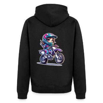 Motocross Femmes Filles Fille - Veste à capuche bio Premium Unisexe - noir - Dos - Nico (187cm)