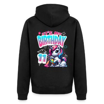 7ème anniversaire Licorne Graffiti Girl - Veste à capuche bio Premium Unisexe - noir - Dos - Nico (187cm)