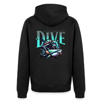 Diving Divers - Unisex Premium Organic Zip Hoodie - black - Back - Nico (187cm)