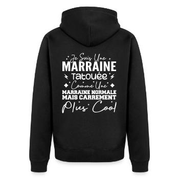 Marraine Tatouée Comme Une Marraine Normale - Veste à capuche bio Premium Unisexe - noir - Dos - Nico (187cm)