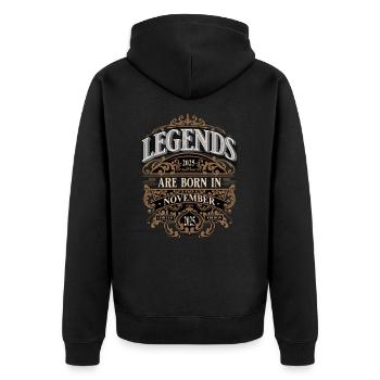 2025 Novembre Né Anniversaire Année de naissance - Veste à capuche bio Premium Unisexe - noir - Dos - Nico (187cm)
