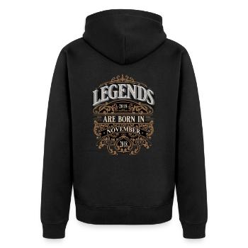 2018 Novembre Né Anniversaire Année de naissance - Veste à capuche bio Premium Unisexe - noir - Dos - Nico (187cm)