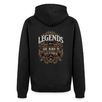2014 November Geboren Geburtstag Geburtsjahr - Unisex Premium Bio Zip Hoodie - Schwarz - Hinten - Nico (187cm)