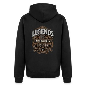 2015 Novembre Né Anniversaire Année de naissance - Veste à capuche bio Premium Unisexe - noir - Dos - Nico (187cm)