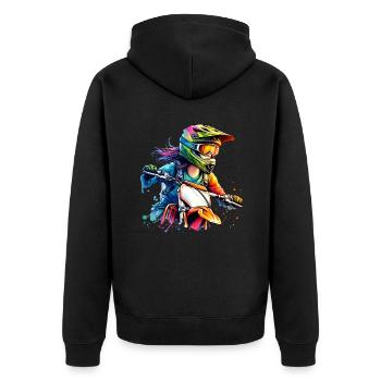 Motocross Femmes Filles Fille - Veste à capuche bio Premium Unisexe - noir - Dos - Nico (187cm)