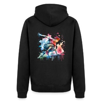 Parkour - Unisex Premium Bio Zip Hoodie - Schwarz - Hinten - Nico (187cm)