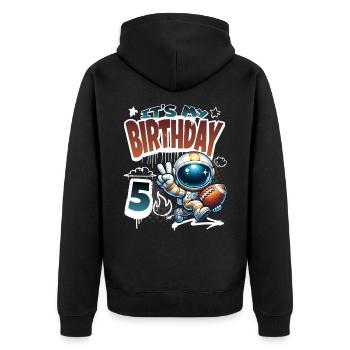 Astronaute 5e anniversaire football - Veste à capuche bio Premium Unisexe - noir - Dos - Nico (187cm)