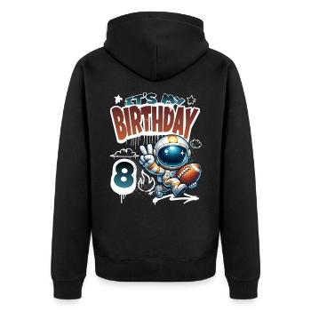 Astronaute 8e anniversaire Football - Veste à capuche bio Premium Unisexe - noir - Dos - Nico (187cm)