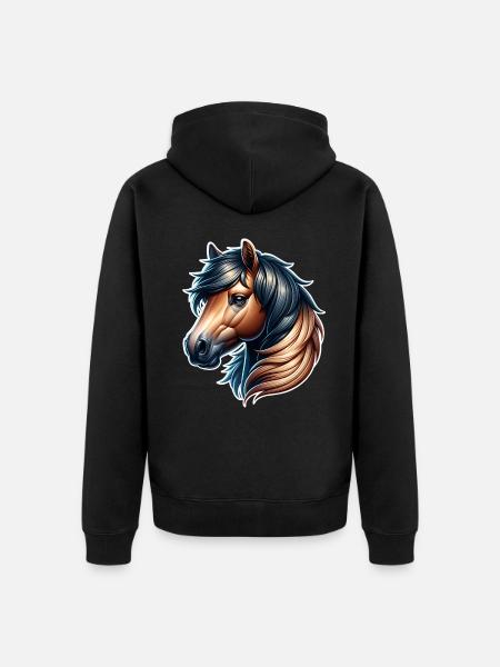 Pferd - Unisex Premium Bio Zip Hoodie - Schwarz