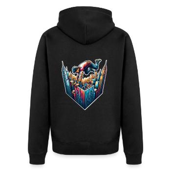 Parkour - Unisex Premium Bio Zip Hoodie - Schwarz - Hinten - Nico (187cm)