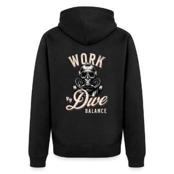 Tauchen Taucher - Unisex Premium Bio Zip Hoodie - Schwarz - Hinten - Nico (187cm)