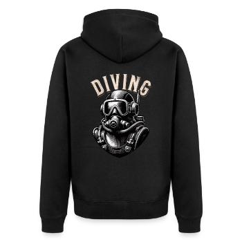 Diving Divers - Unisex Premium Organic Zip Hoodie - black - Back - Nico (187cm)