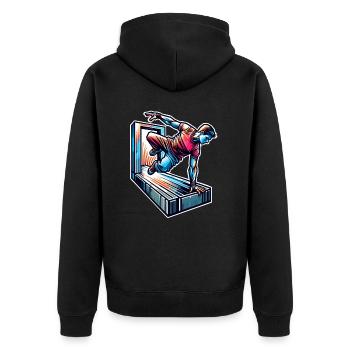 Parkour - Unisex Premium Bio Zip Hoodie - Schwarz - Hinten - Nico (187cm)