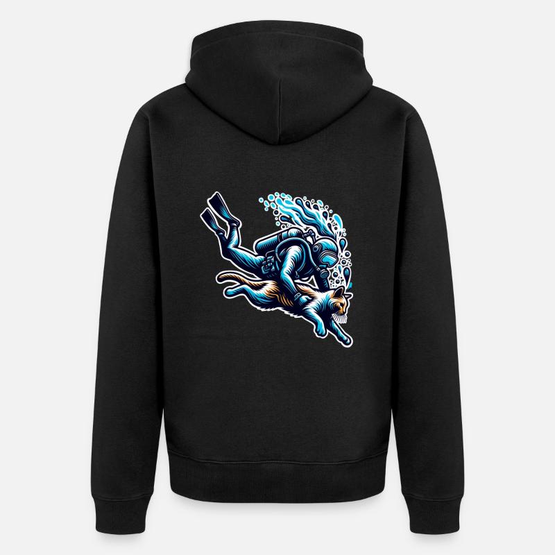 Plongée Plongeur Chat - Veste à capuche bio Premium Unisexe - noir