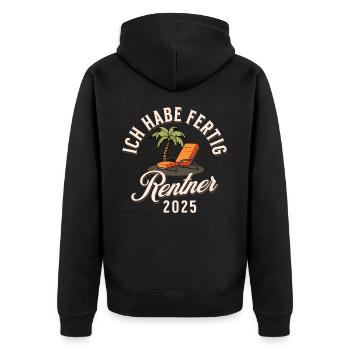 Rentner 2025 Ich Habe Fertig - Unisex Premium Bio Zip Hoodie - Schwarz - Hinten - Nico (187cm)