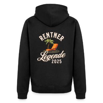 Rentner 2025 - Unisex Premium Bio Zip Hoodie - Schwarz - Hinten - Nico (187cm)