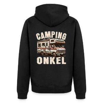 Camping Onkel - Unisex Premium Bio Zip Hoodie - Schwarz - Hinten - Nico (187cm)
