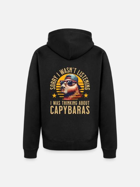 Capybara - Premium økologisk unisex-hettejakke - svart