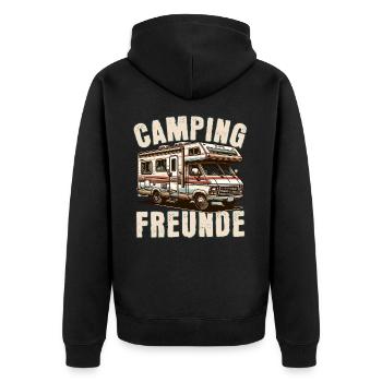 Camping Friends - Unisex Premium Organic Zip Hoodie - black - Back - Nico (187cm)