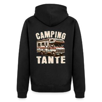 Camping Tante - Unisex Premium Bio Zip Hoodie - Schwarz - Hinten - Nico (187cm)
