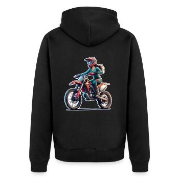 Motocross Femmes Filles Fille - Veste à capuche bio Premium Unisexe - noir - Dos - Nico (187cm)