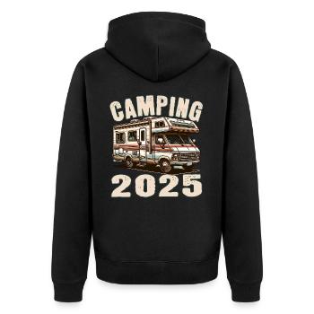 Camping 2025 - Unisex Premium Organic Zip Hoodie - black - Back - Nico (187cm)