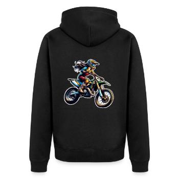 Motocross Femmes Filles Fille - Veste à capuche bio Premium Unisexe - noir - Dos - Nico (187cm)