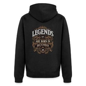2005 Dezember Geboren Geburtstag Geburtsjahr - Unisex Premium Bio Zip Hoodie - Schwarz - Hinten - Nico (187cm)