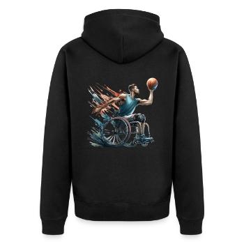 Basketball en fauteuil roulant Basketball en fauteuil roulant - Veste à capuche bio Premium Unisexe - noir - Dos - Nico (187cm)