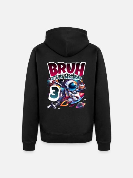 Astronaut 3rd Birthday Space - Unisex Premium Organic Zip Hoodie - black