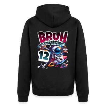 Astronaut 12th Birthday Space - Unisex Premium Organic Zip Hoodie - black - Back - Nico (187cm)