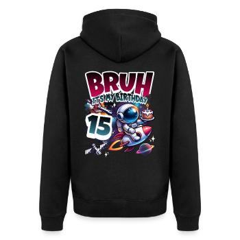 Astronaut 15th Birthday Space - Unisex Premium Organic Zip Hoodie - black - Back - Nico (187cm)