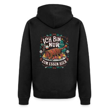 Sprüche für Weihnachten und Festtage mit Familie - Unisex Premium Bio Zip Hoodie - Schwarz - Hinten - Nico (187cm)